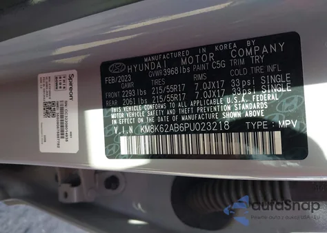 2023 Hyundai Kona Sel z USA, uszkodzony, nr VIN KM8K62AB6PU023218